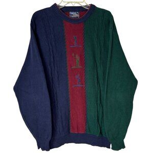 Vintage Cypress Links knit Golf Sweater Colorblock Crewneck Cotton‎ Size Large